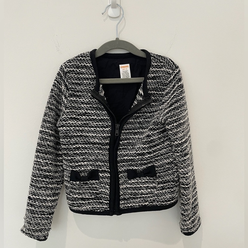 🖤 Gymboree Girls Black & White Bouclé Jacket — Size 5/6 🤍